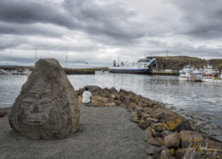 Girl Looking Out at Ship (Iceland Stykkishólmur Harbor 2019)